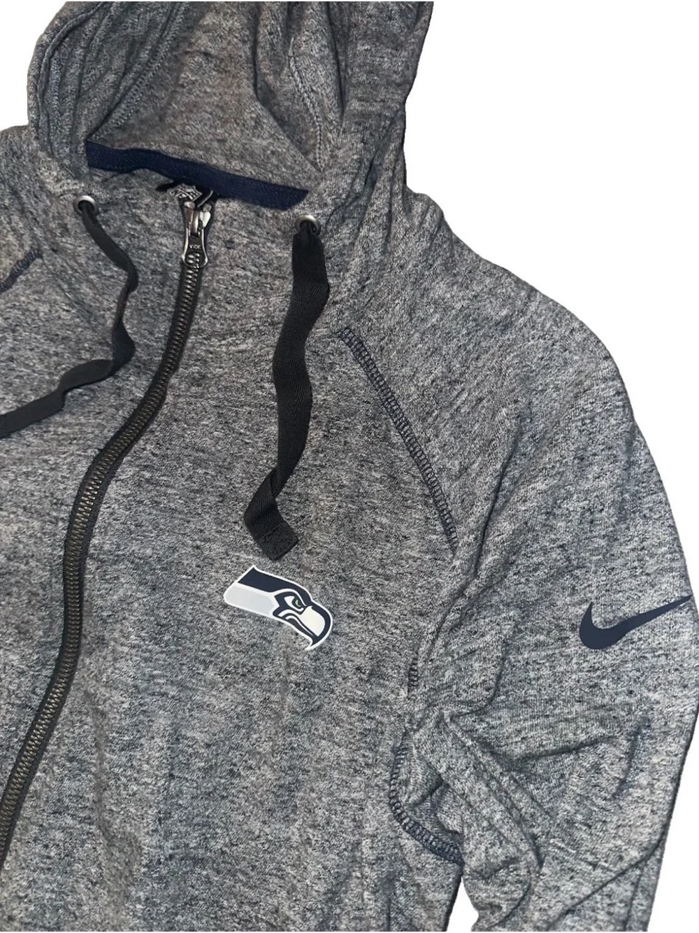 Nike Gray Heather Full-Zip Hoodie with Seahawks Logo